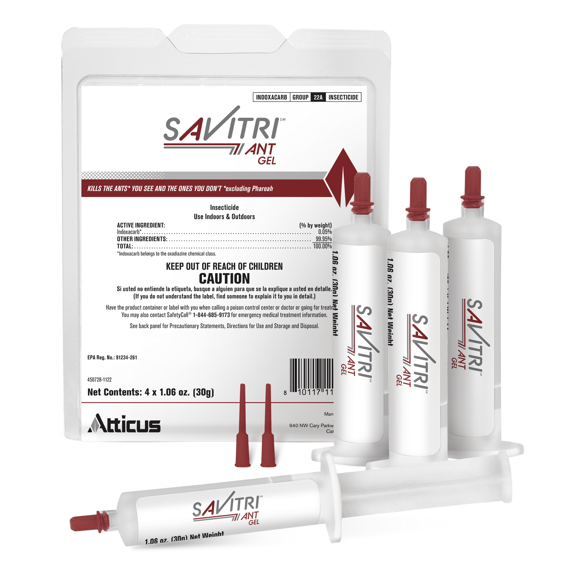 Savitri Ant Gel Bait 4 x 30 Grams by Atticus Equivalent to The Leading Brand - Indoxacarb Ant Control for Indoor and Outdoor Use