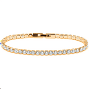 SAVLANO 14K Gold Plated Cubic Zirconia Round 4MM Classic Tennis Bracelet for Women