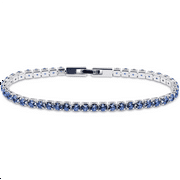 Savlano 14K White Gold Plated Navy Blue Cubic Zirconia Round 4MM Classic Tennis Bracelet For Women