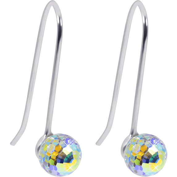 Savlano 14k White Gold Plated Aurora Borealis Austrian Rainbow Multicolor Crystal Round Cut Drop Earrings For Women
