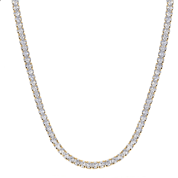 Savlano 18K Gold Plated Cubic Zirconia Round 4MM Classic Tennis 18 Inches Chain Necklace For Women & Men