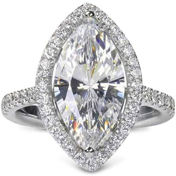 Savlano 18K Gold Plated Marquise & Round Cut Cubic Zirconia Wedding Engagement Women Statement Ring Comes Gift Box