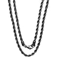 thumbnail image 1 of Savlano 2mm-5mm Stainless Steel Black Color Rope Twist Necklace Chain for Men & Women Comes in 16-30 inches Gift Box, 1 of 7