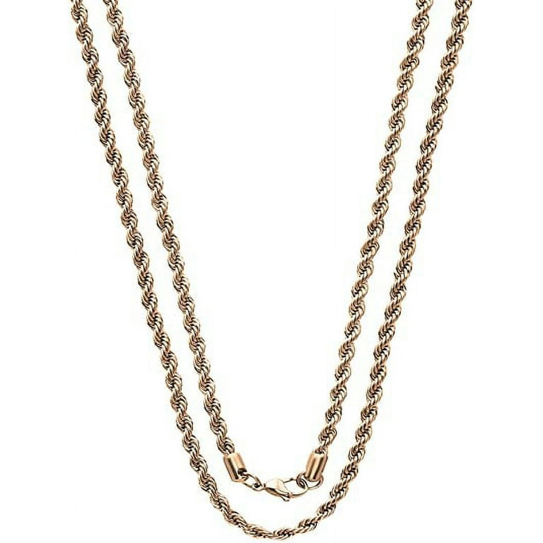 Savlano 2mm-5mm Stainless Steel Rose Gold Color Rope Twist