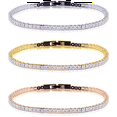 thumbnail image 1 of Savlano 3 Pack White, Yellow, Rose 14K Gold Plated Cubic Zirconia Princess Cut 3MM Classic Tennis Bracelet For Women, 1 of 7