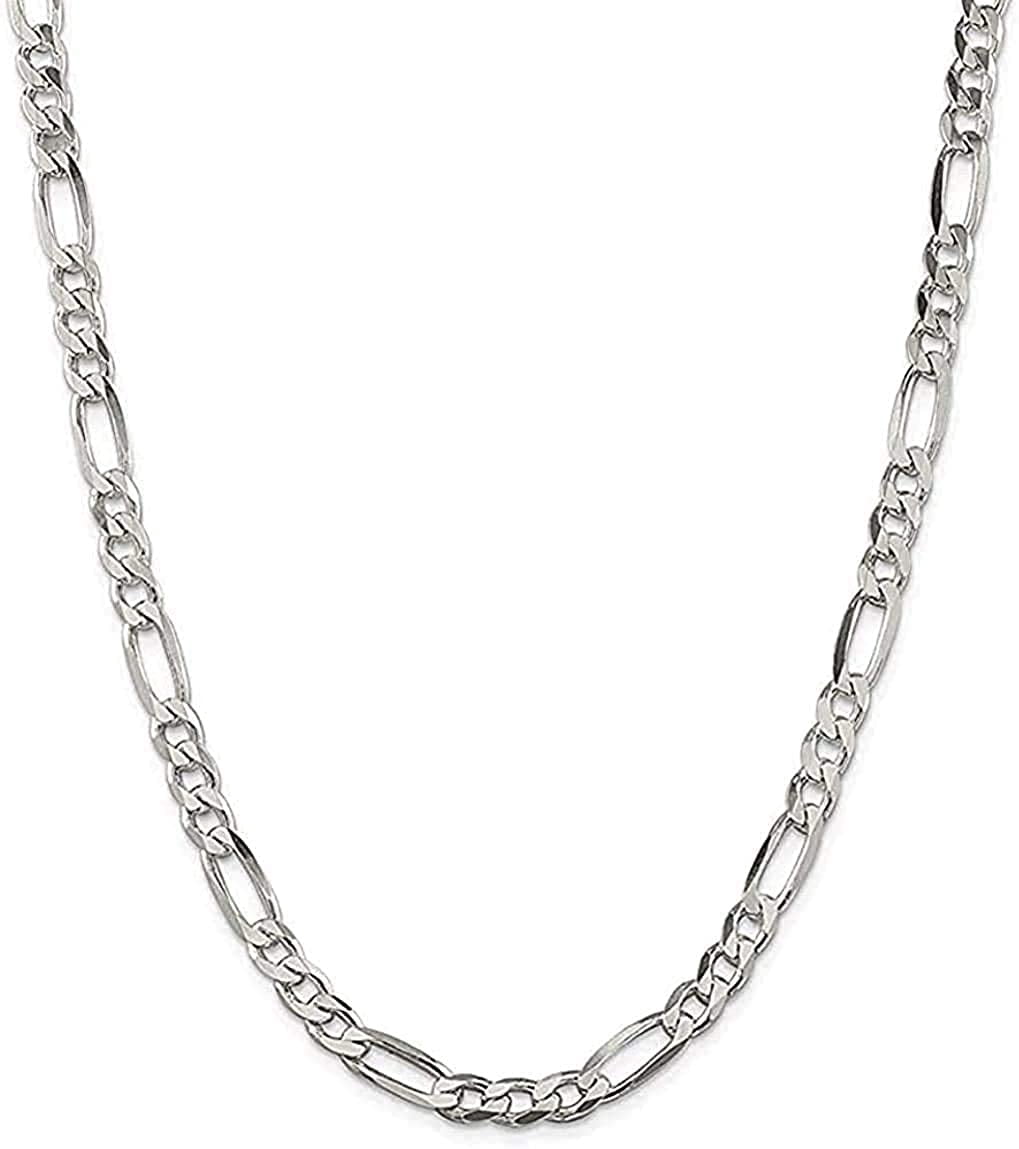 Savlano 925 Sterling Silver 5mm Italian Solid Figaro Link Chain