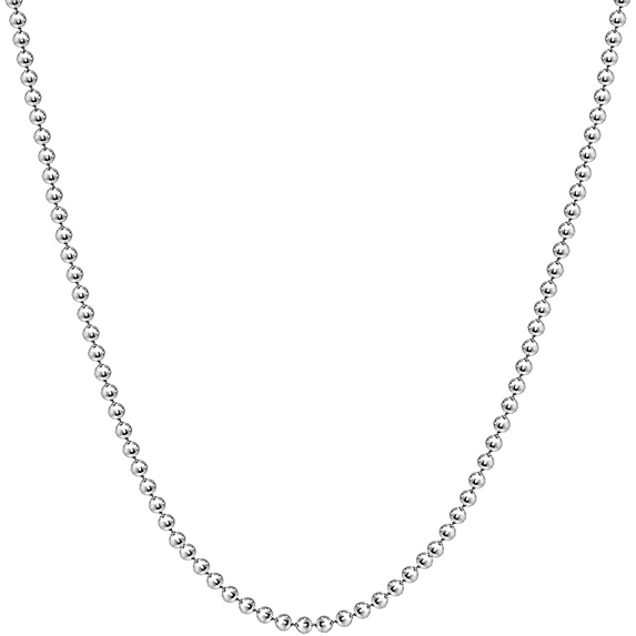 Savlano 925 Sterling Silver Italian Solid Bead Ball Dog Tag Chain Necklace Comes With Gift Box for Women & Men - Made in Italy