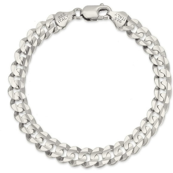 Savlano 925 Sterling Silver Italian Solid Curb Cuban Link Chain Bracelet for Men & Women - Made in Italy Comes Gift Box