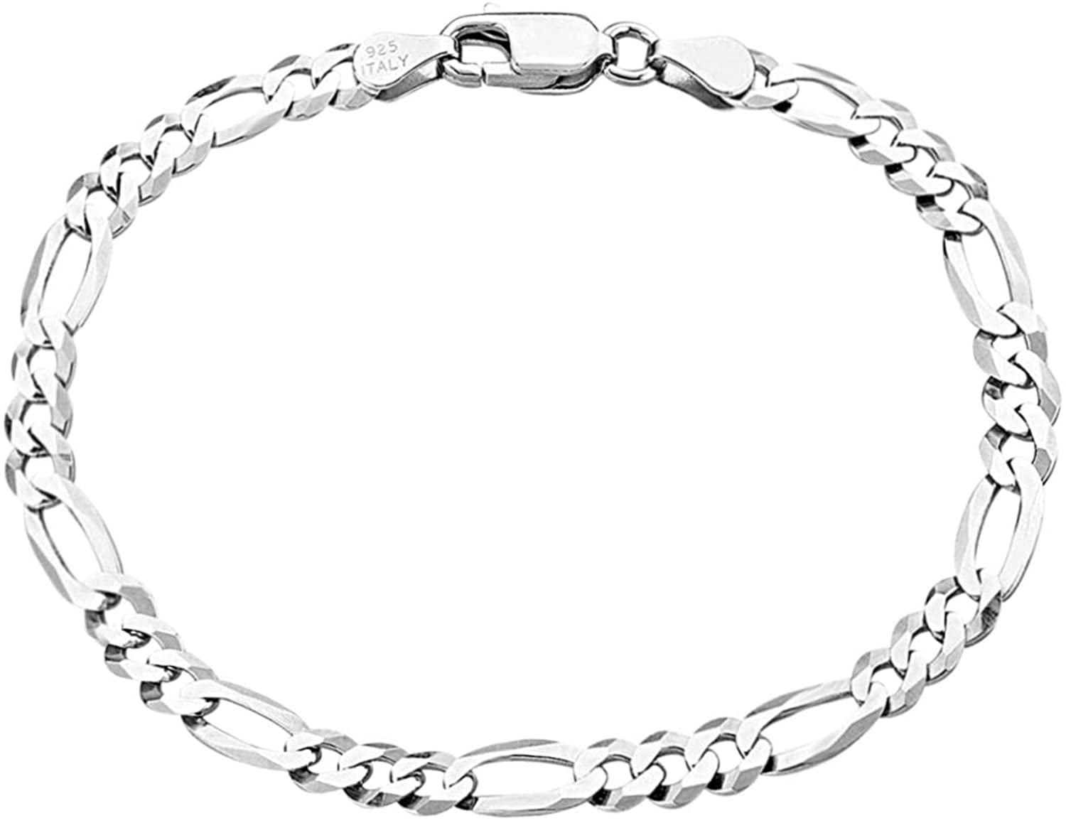 Savlano 925 Sterling Silver Italian Figaro Chain Bracelet | Solid Silver Men's & Women's Jewelry With Gift Box