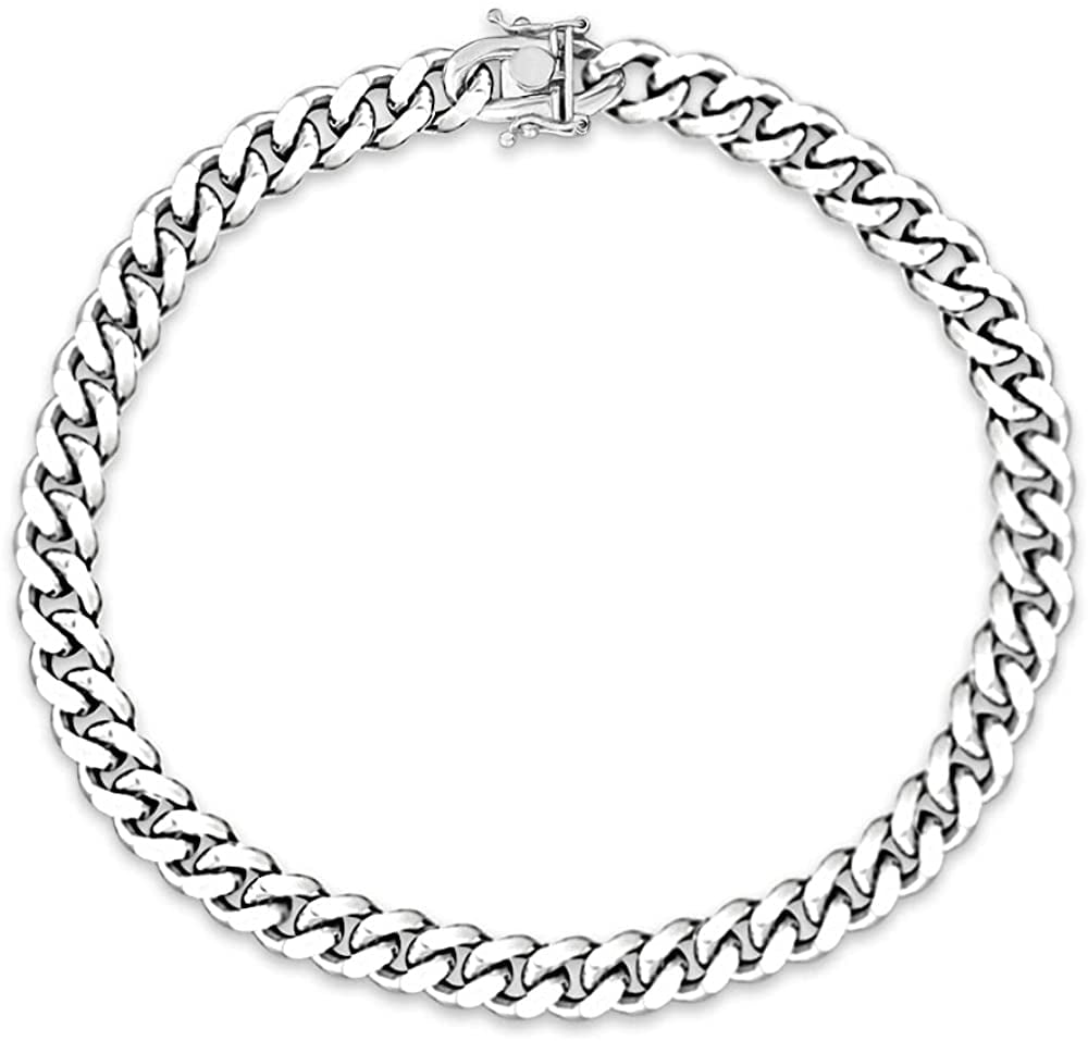 Savlano 925 Sterling Silver Solid Italian Miami Cuban Link Chain ...