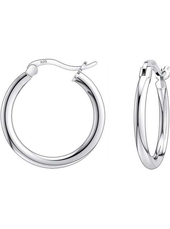 Savlano 925 Sterling silver Round Hoop Earrings for Women, Girls & Men Comes in 10MM-25MM