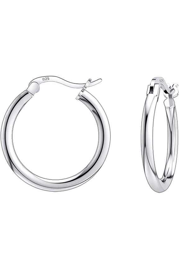 925 Sterling silver Round Hoop Earrings for Women & Men Comes in 10MM-25MM
