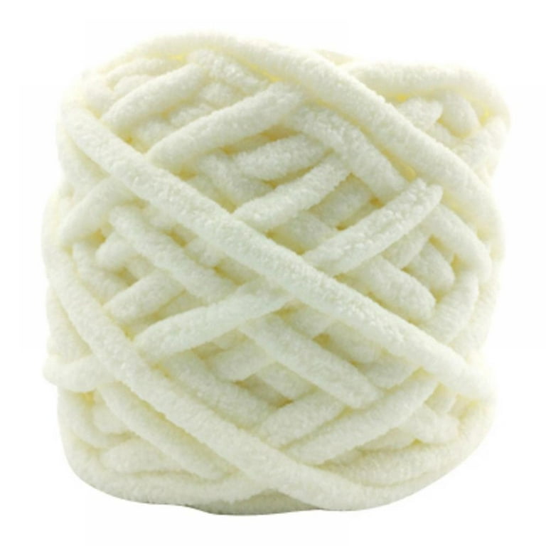Savlot Chenille Thick Yarn Chunky Knit Blanket Yarn Super Soft for Arm Knitting DIY Yarn Handmade Home Decorations, Size: One size, White