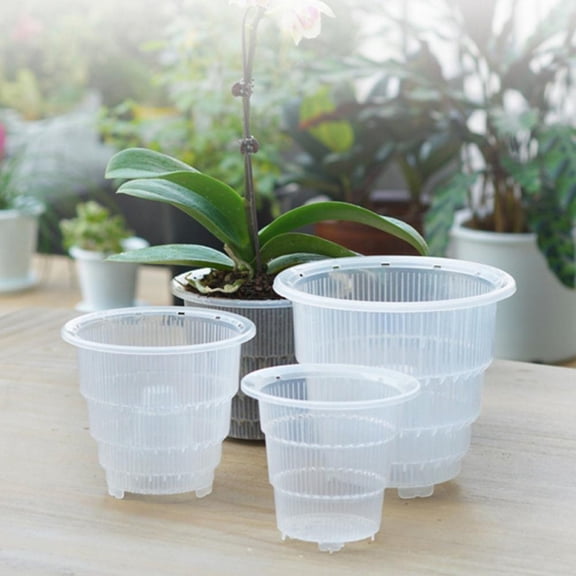 Savlot Clear Plastic Pot for Orchids Orchid Pots with Holes Indoor Clear Plastic Plant Pot Succulent Plants Container