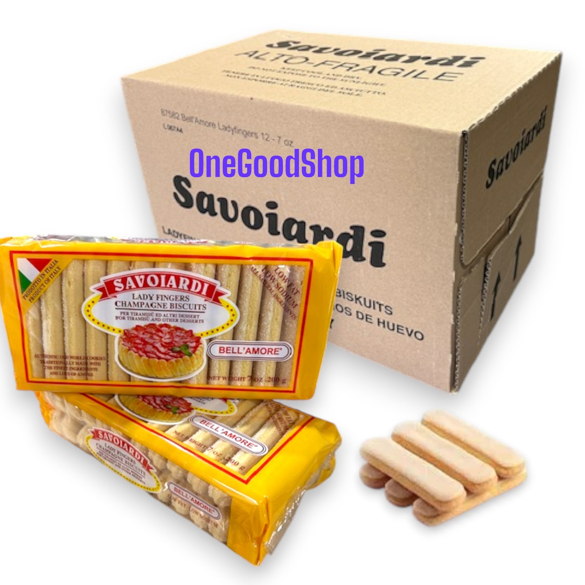 Savoiardi, Lady Fingers Champagne Biscuits (Pack of 12), 7 oz- Bulk Pakaging