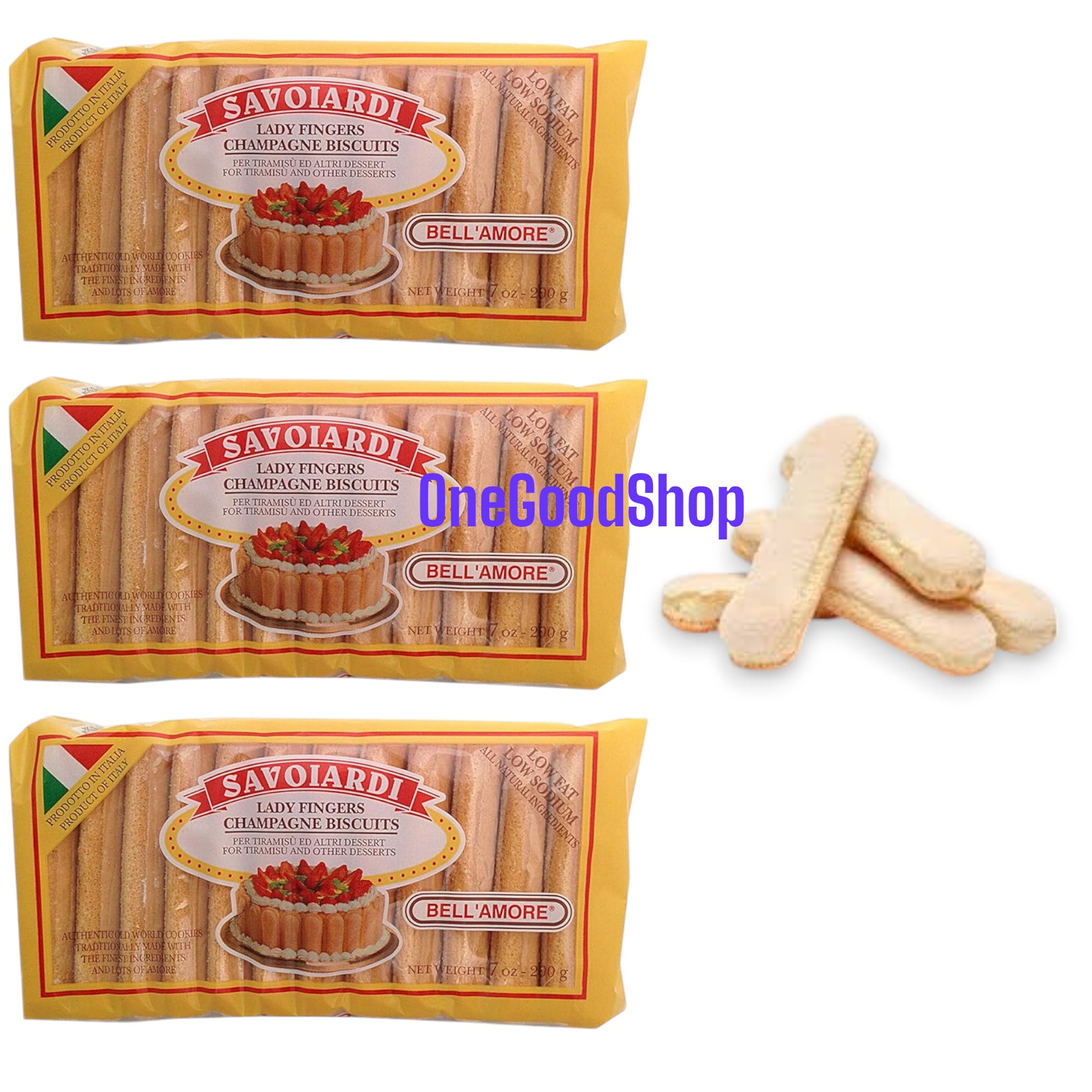 Savoiardi, Lady Fingers Champagne Biscuits (Pack of 3), 7 oz