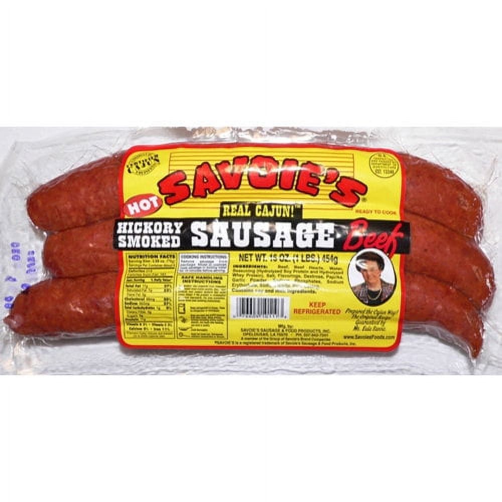 Savoie's Hot Hickory Smoked Beef Sausage, 16 Oz.