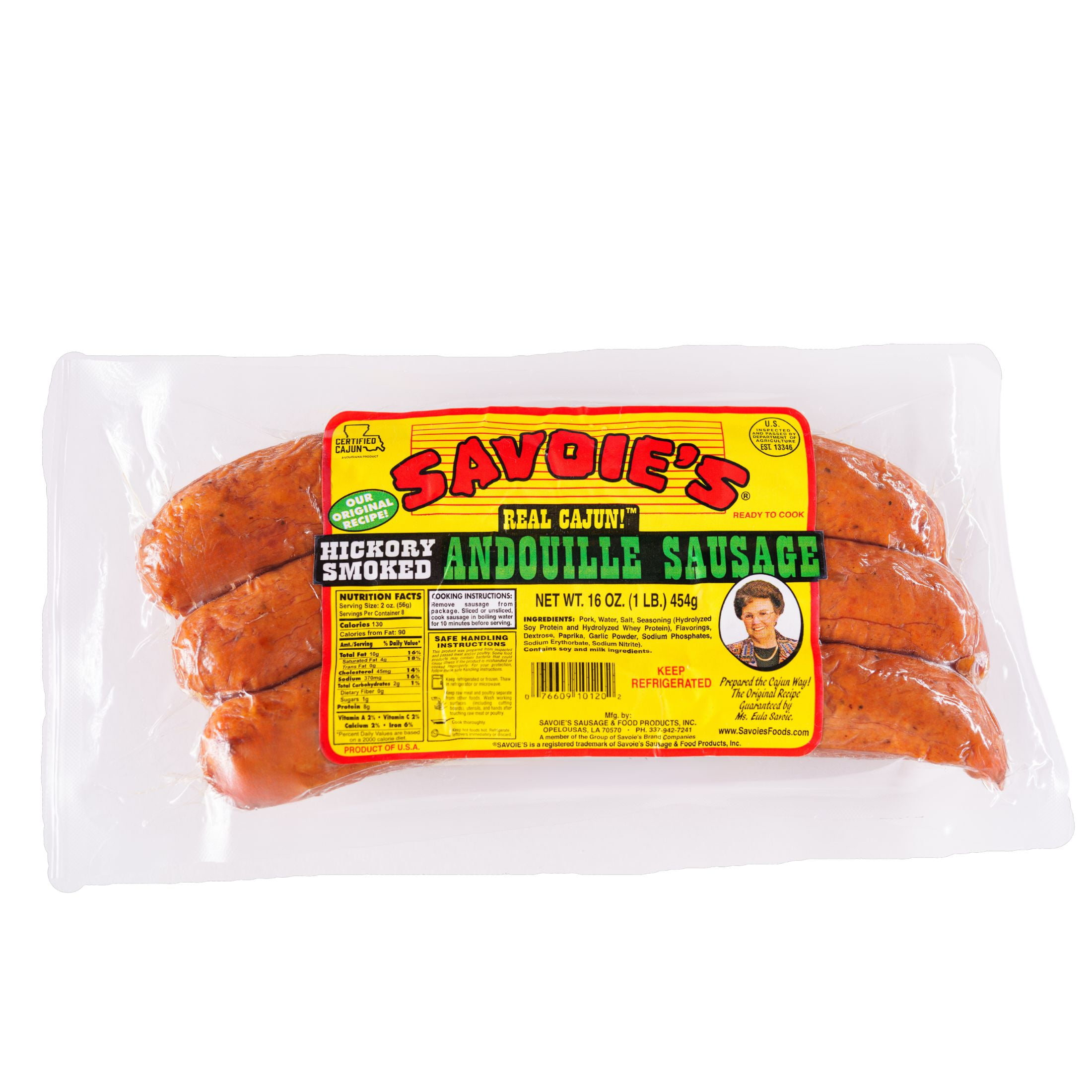 Savoie's Smoked Mild Andouille Sausage, 3 Links per 16 oz pack