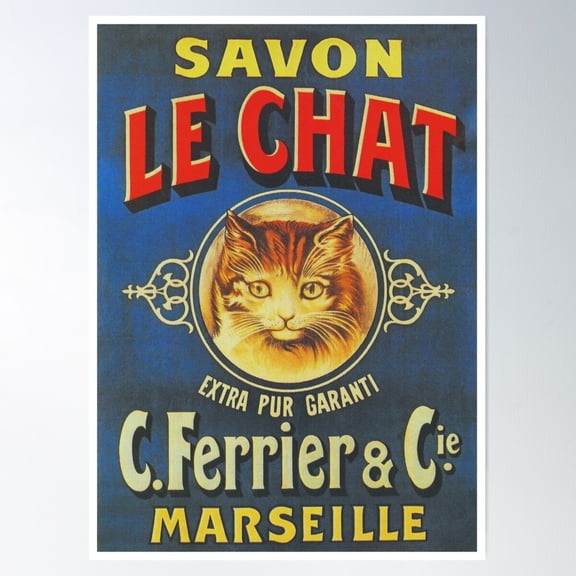 Savon Le Chat Vintage Soap Poster Poster Wall Art, Modern Wall Decor For Living Room Bedroom, 24x36 UNFRAMED