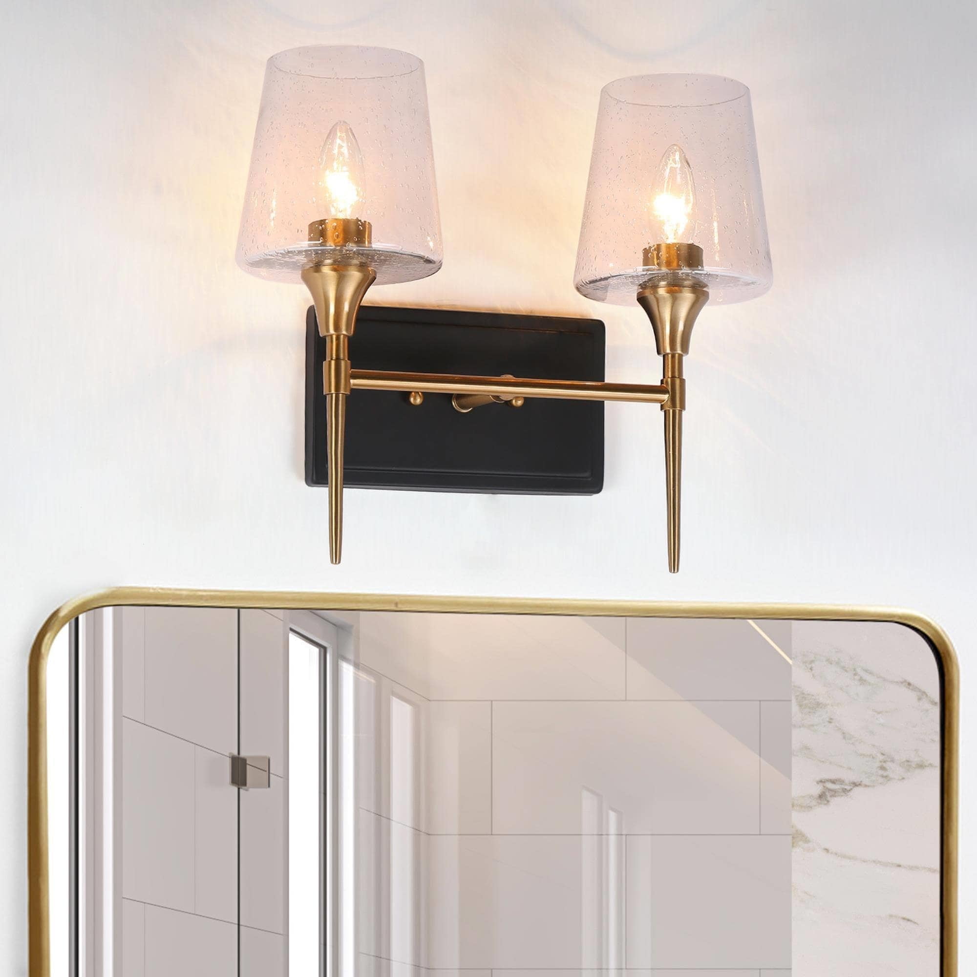 Savonnerie 2/3Light Modern Black Gold Bathroom Vanity Light Wine Glass