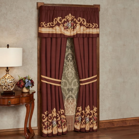 Savonnerie 2 Piece Window Treatment Set, 100W Curtain Pair, Tailored Valance, Brushed Microfiber
