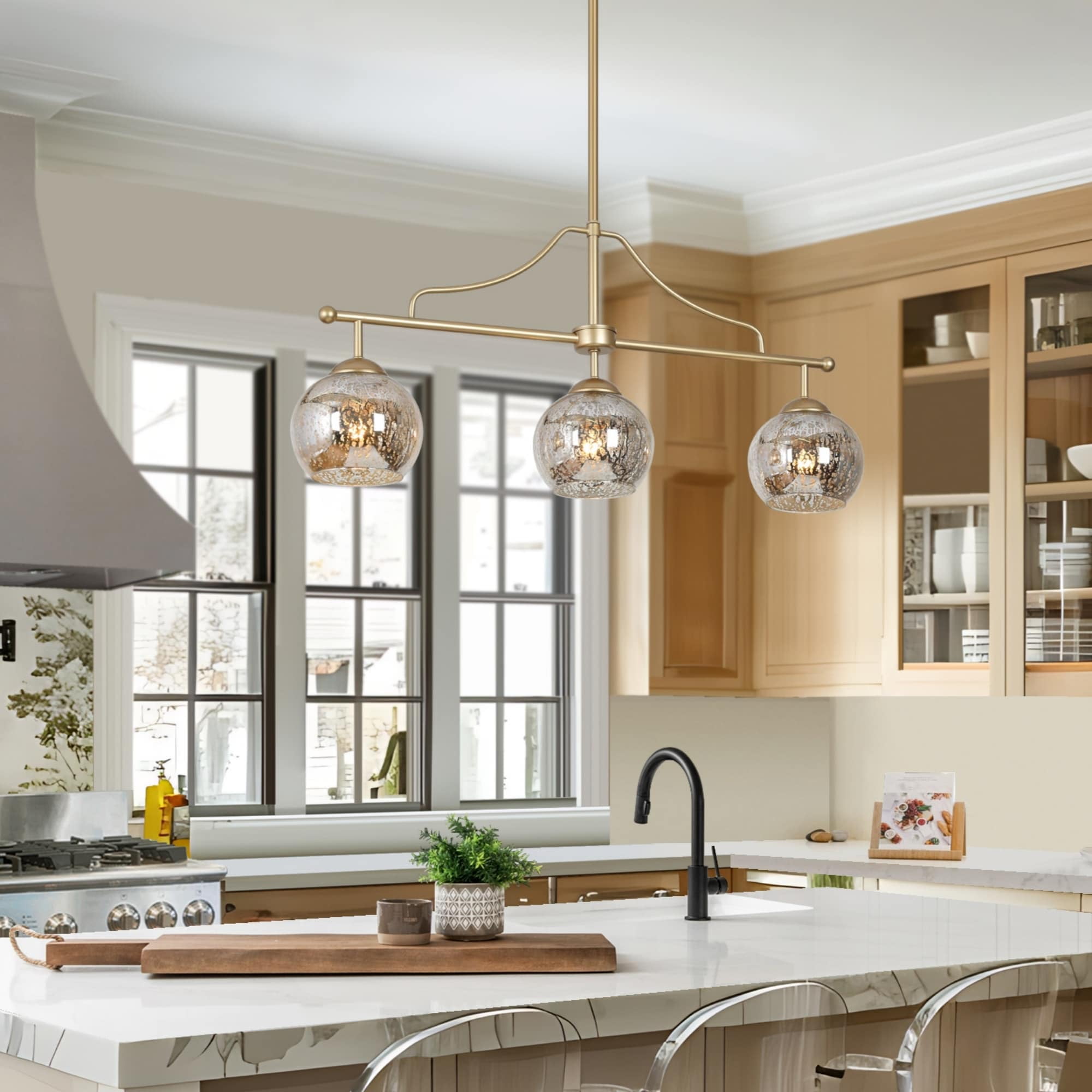 Golden Lighting Monroe Black Transitional Clear Glass Linear Kitchen Island Light Golden Lighting Monroe Black Transitional Clear Glass Linear Kitchen Island Light