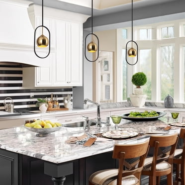 ZHLWIN Black Mini Pendant Light, Modern Kitchen Island Light Fixture Dimmable LED Gold Small ...