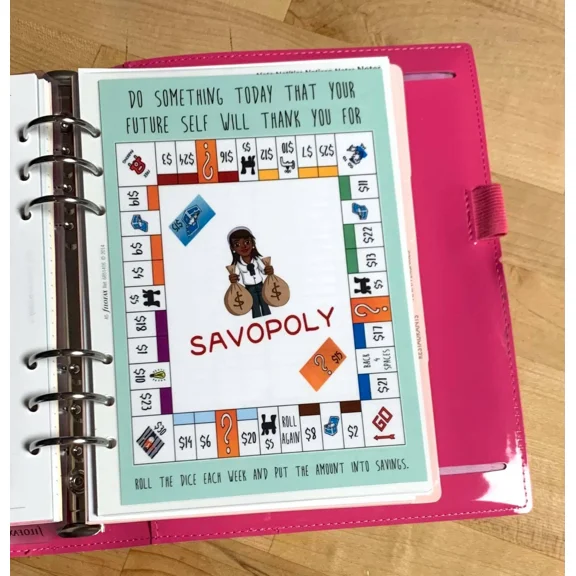 Savopoly Money Savings Two Sided Dashboard For Use With Filofax A5