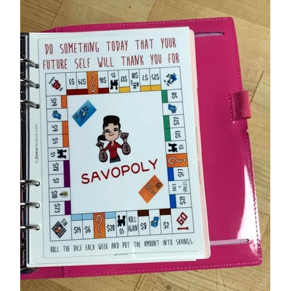 Savopoly Money Savings Two Sided Dashboard For Use With Filofax A5
