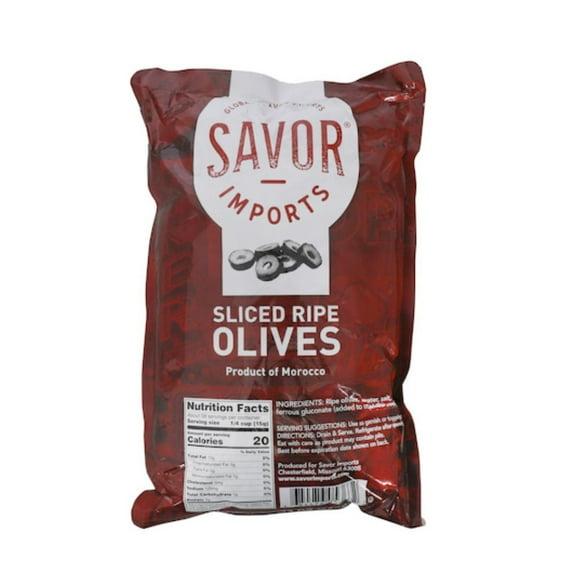 Savor Imports Sliced Ripe Moroccan Olives Pouch 33 Ounce - 10 Per Case