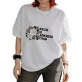 thumbnail image 1 of Savor The Darkness Within Floral Graphic Tees T-shirt Gothic Dark Romance Short Sleeve Round Neck White S-5XL, 1 of 4