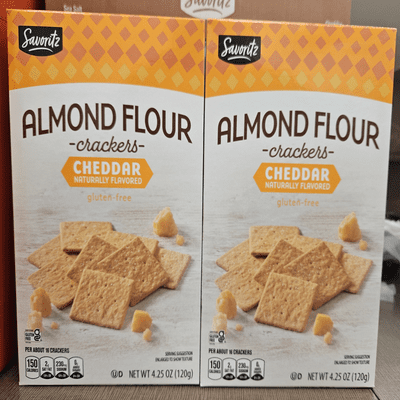 Savoritz Almond Flour Crackers Cheddar Gluten Free 4.25oz 120g (2 Boxes)