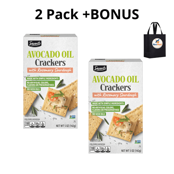Savoritz Sourdough Rosemary Cracker 5 oz , 2 Pack + Bonus