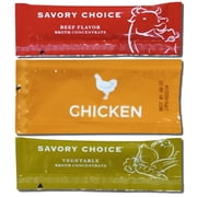 Savory Choice Reduced Sodium Broth Concentrate Variety Pack | Beef, Chicken, & Vegetable | 60 Count (20 Each)