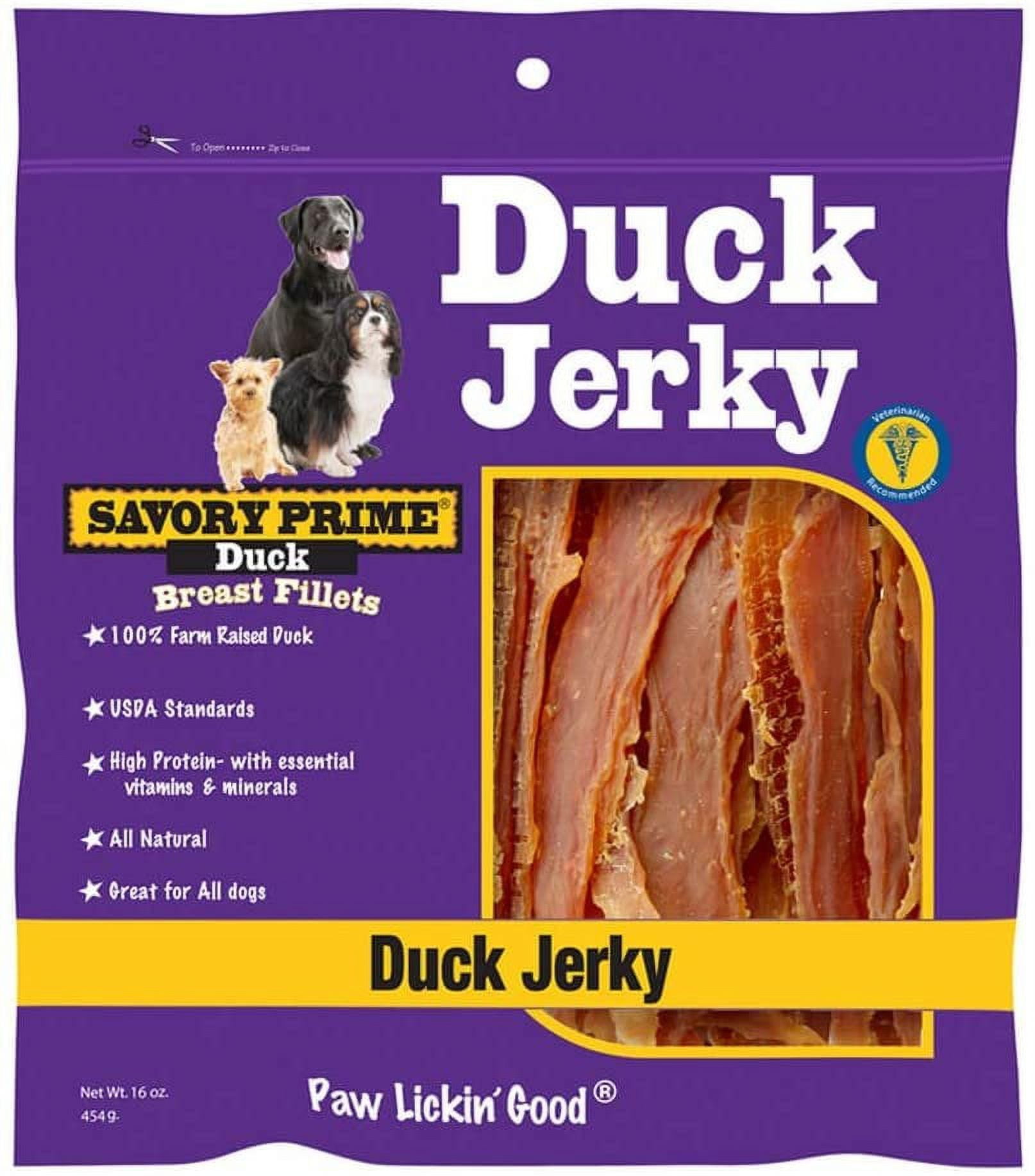 Duck jerky top for dogs warning