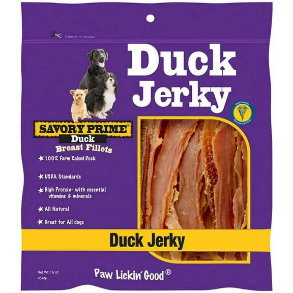 Savory Prime Duck Jerky Dog Treats - Natural, Dehydrated - 16 oz