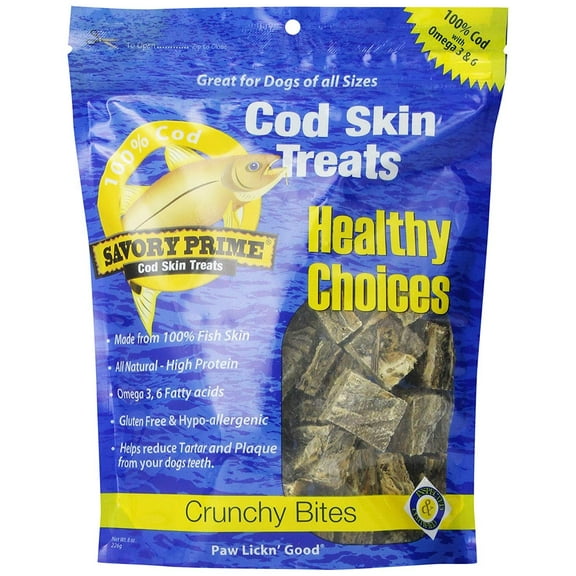 Savory Prime Cod Skin Fish Grain Free Treats For Dogs 8 oz 1 pk