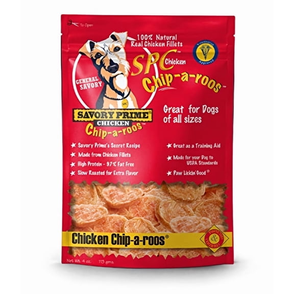 Savory Prime Chicken Chip-A-Roos Jerky Treat, 4-Ounce (Pack of 10)