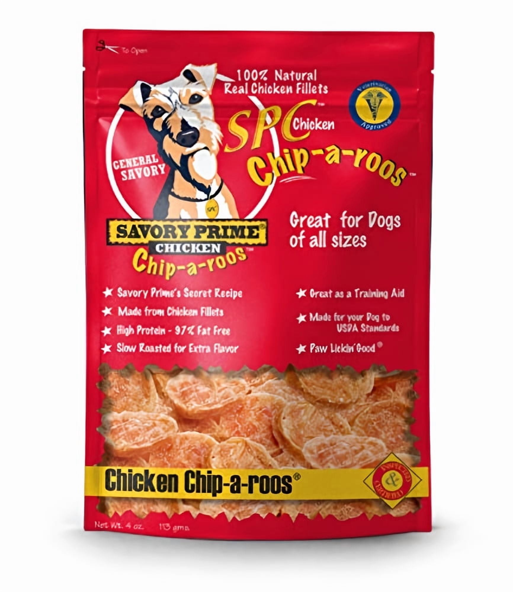 Savory Prime Chicken Chip-A-Roos Jerky Treat, 4-Ounce (Pack of 2)