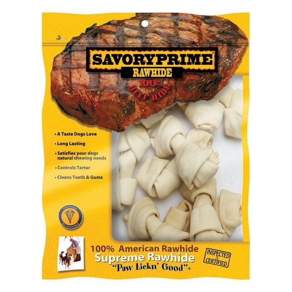 Savory Prime Knotted 4 In. to 5 In. Rawhide Bone (10-Pack)