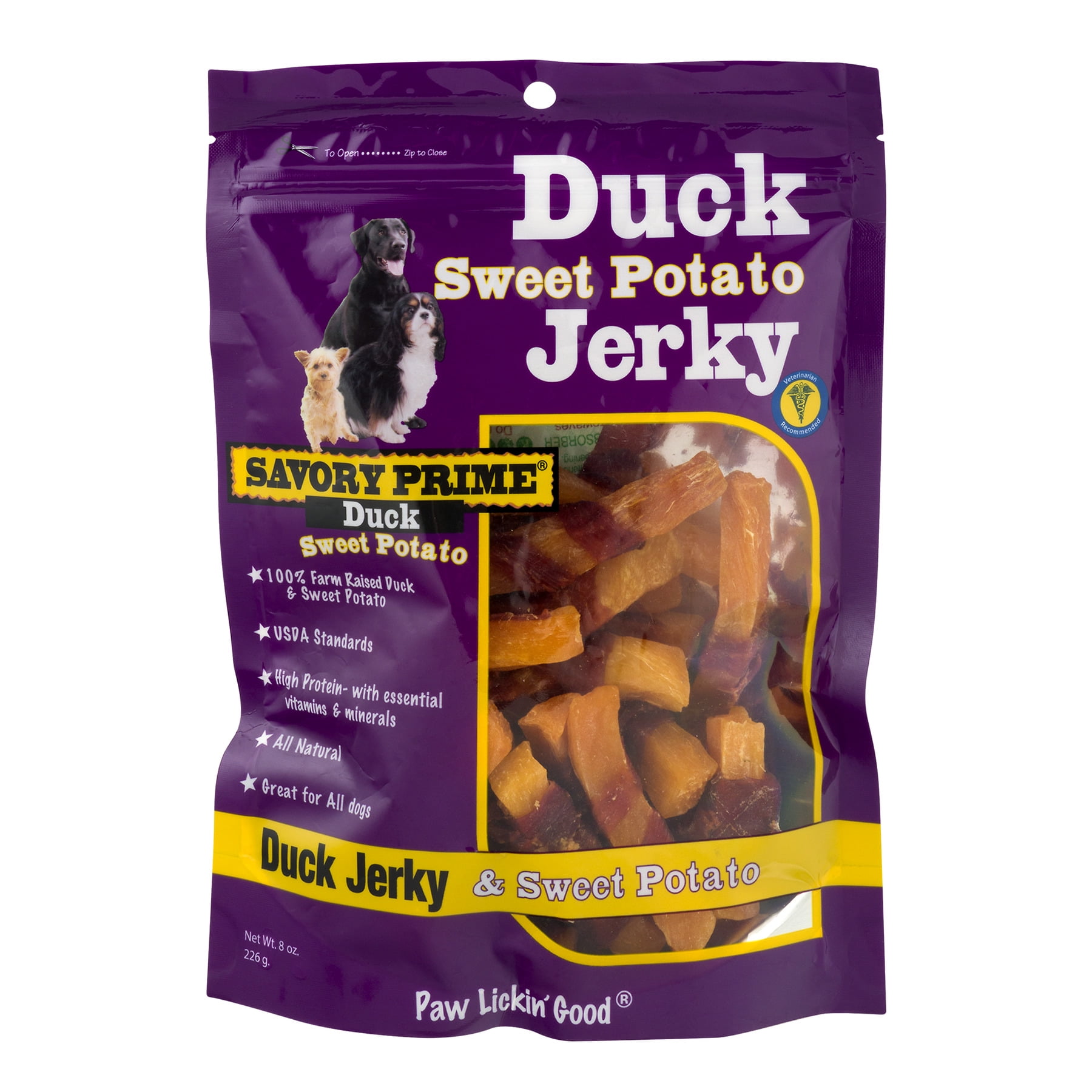 Savory Prime Dog Treats Duck Sweet Potato Jerky, 8.0 OZ