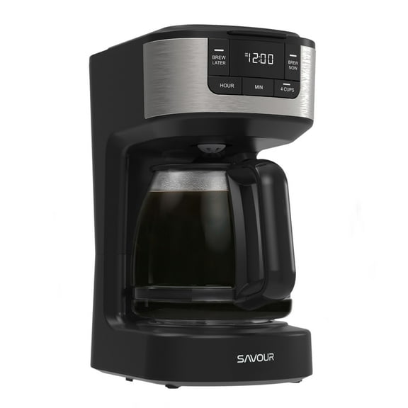 Savour 12-Cup Programmable Coffee Maker AC-Powered Brewing Machine, Black