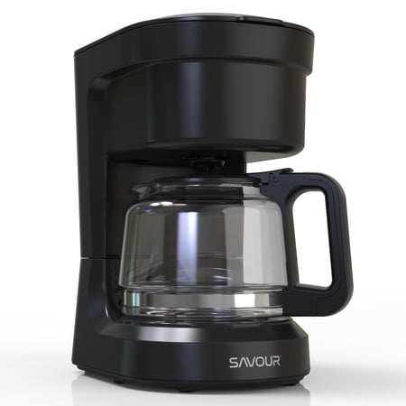 Savour by Tzumi 5-Cup Drip Coffee Maker with 0.75L Glass Coffee Carafe and Removable Filter Basket, Black