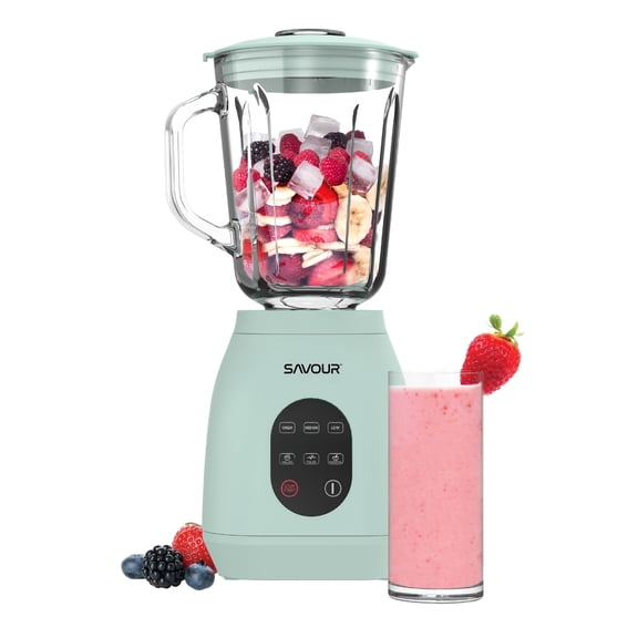 Savour by Tzumi 500W Touchscreen Smoothie Blender – 1.5L Ice Crushing Countertop Blender for Smoothies, Sauces, Cocktails and More
