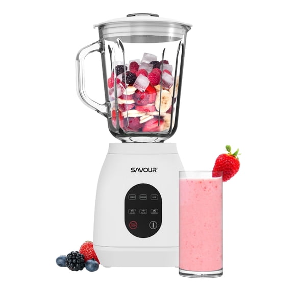 Savour by Tzumi 500W Touchscreen Smoothie Blender – 1.5L Ice Crushing Countertop Blender for Smoothies, Sauces, Cocktails and More