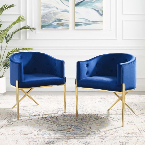 Modway Savour Accent Dining Armchair Performance Velvet Set of 2, Multiple Colors
