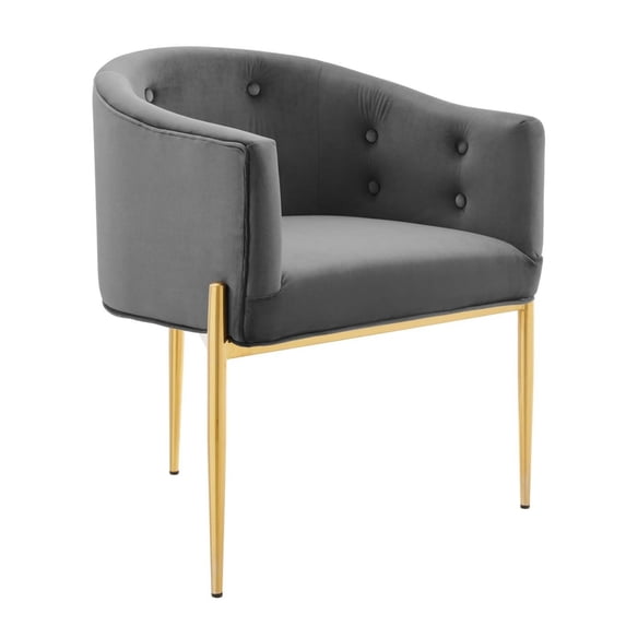 Modway Savour Tufted Performance Velvet Stainless Steel Accent Chair in Gray