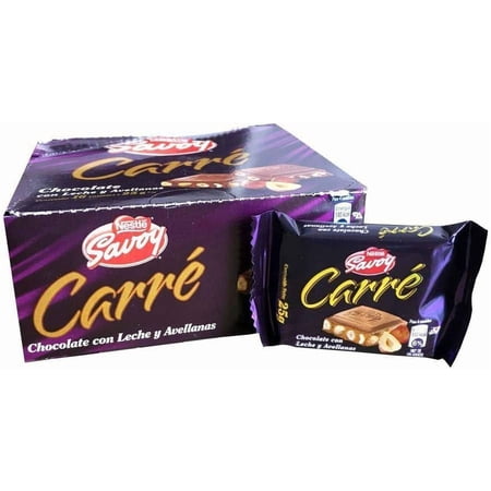 Savoy Carre Milk Chocolate with Hazelnuts – 16-Pack (25g/0.88oz Each)