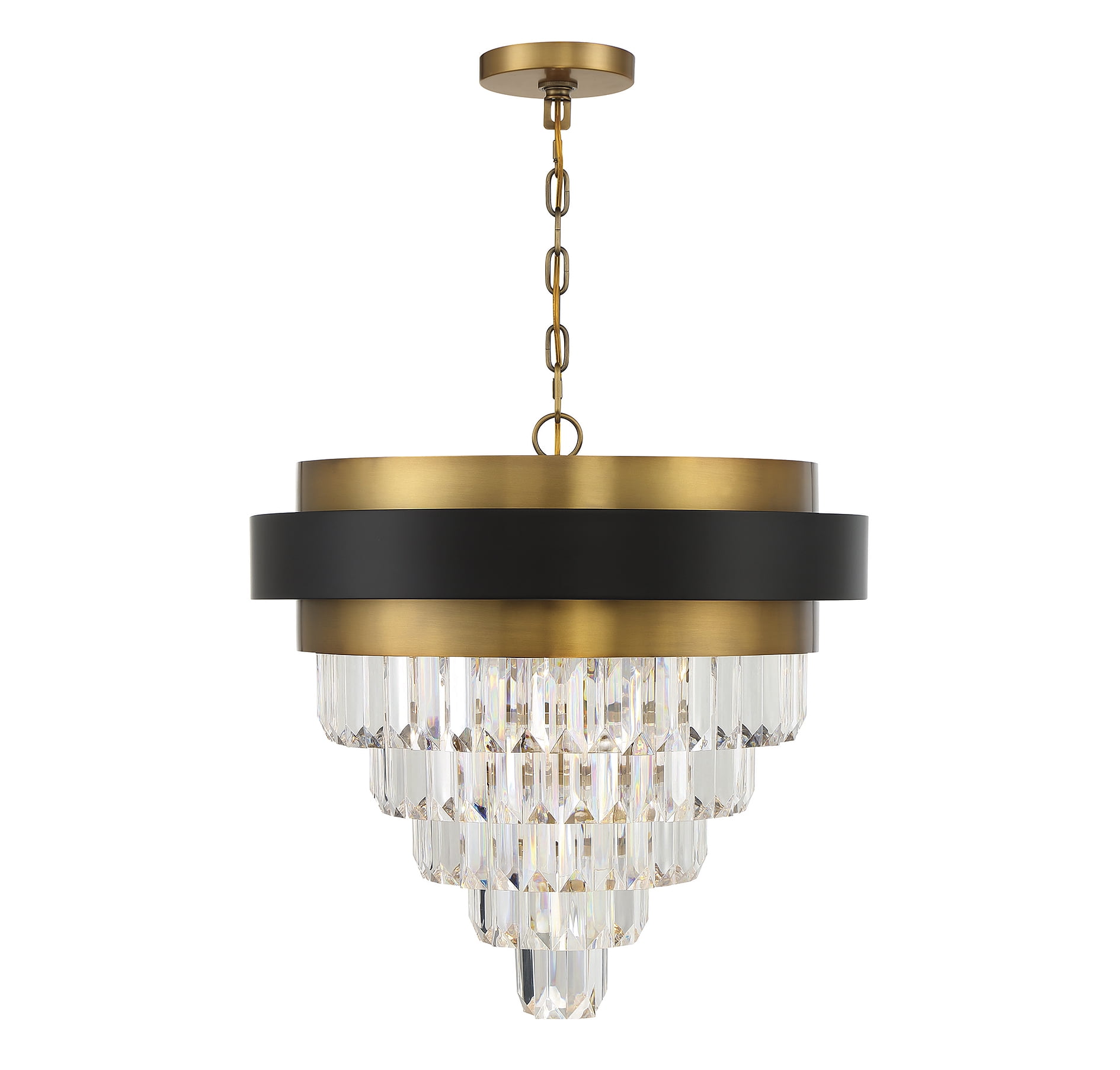 Matte Black and Warm Brass 4-Light Acrylic Gem Chandelier