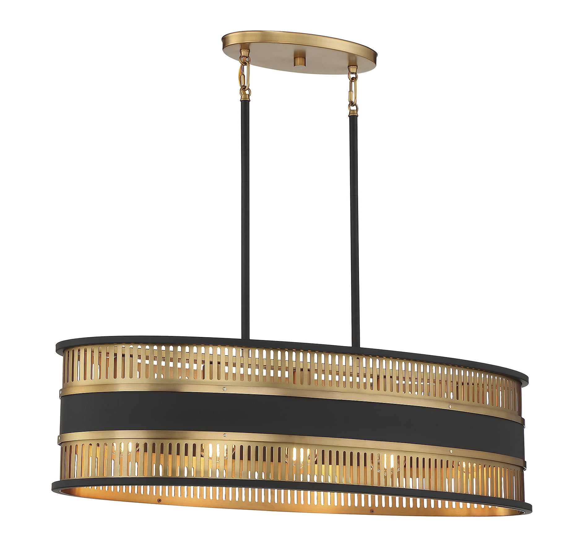 Eclipse 36" Matte Black and Brass 5-Light Linear Chandelier